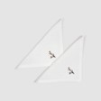 Soft Linen Embroidered White Cocktail Napkin Genevrier, Set of Two, White