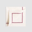 Soft Linen Cord Embroiered Dinner Napkin, White, Bergonia
