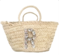 GLASS CRYSTAL MONOGRAM STRAW MARKET BAG - 1 LETTER