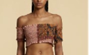 Brown Estrellitas Ruched Crop Top