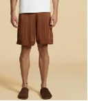 Brown Guayabera Knit Shorts