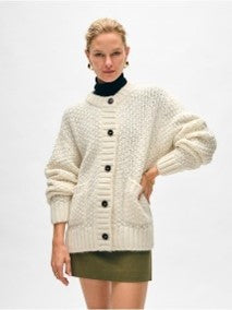 21062 PLUSH ALPACA BLEND BASKET STITCH CARDIGAN