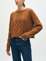 21003 CASHMERE LUXE CABLE COLLAR CREWNECK