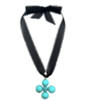 TURQUOISE PEARL CROSS - NECKLACE